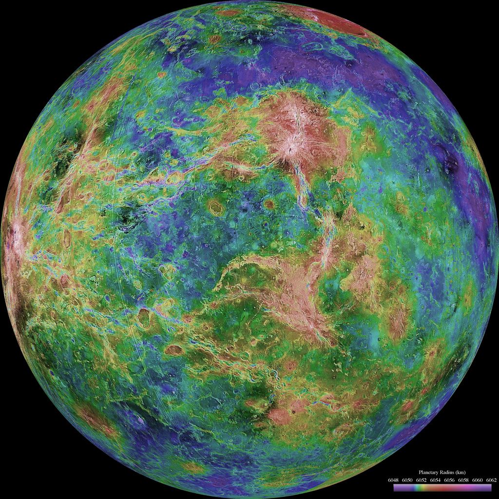 Elevation map of the planet Venus.