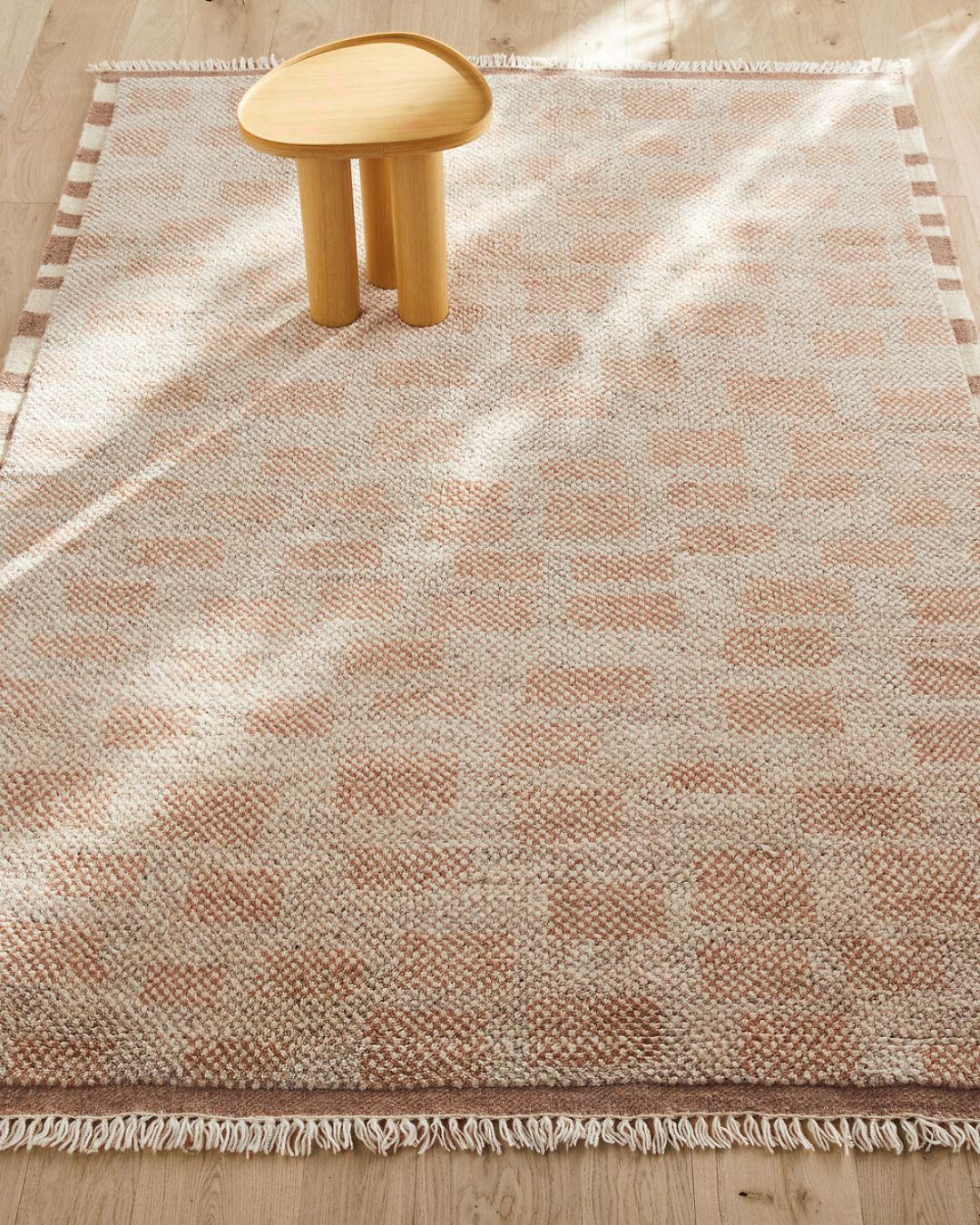 Dalmia Checkerboard Wool &amp;amp; Cotton Hand-Knotted Rug.