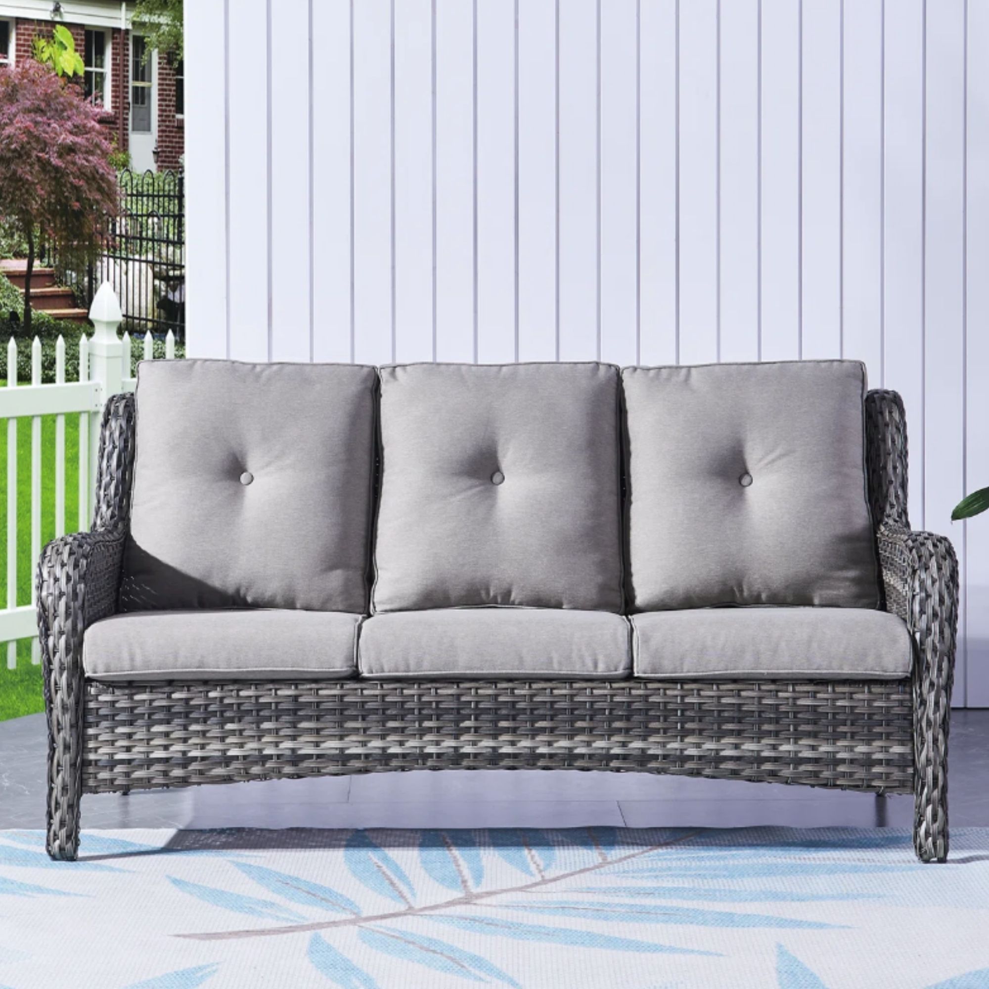 Tonry 75" Wide Outdoor Patio Sofa with Cushions