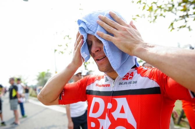 The heat got to one Drapac rider