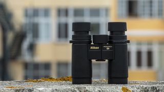 Nikon binoculars deals: Image shows Nikon binoculars on wall