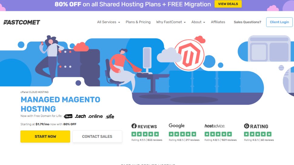 Website screenshot of FastComet (August, 2025)