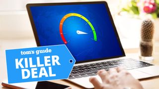 Laptop showing broadband speeds