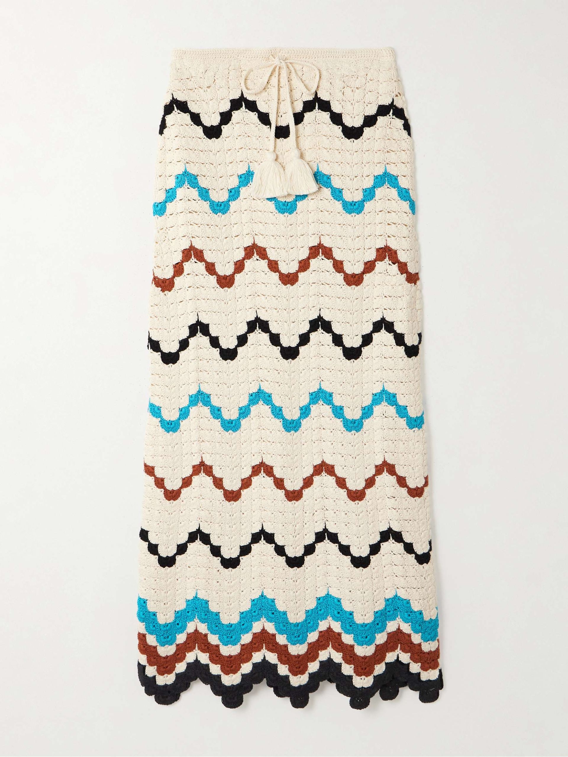 Safi Scalloped Crocheted Cotton Midi Skirt