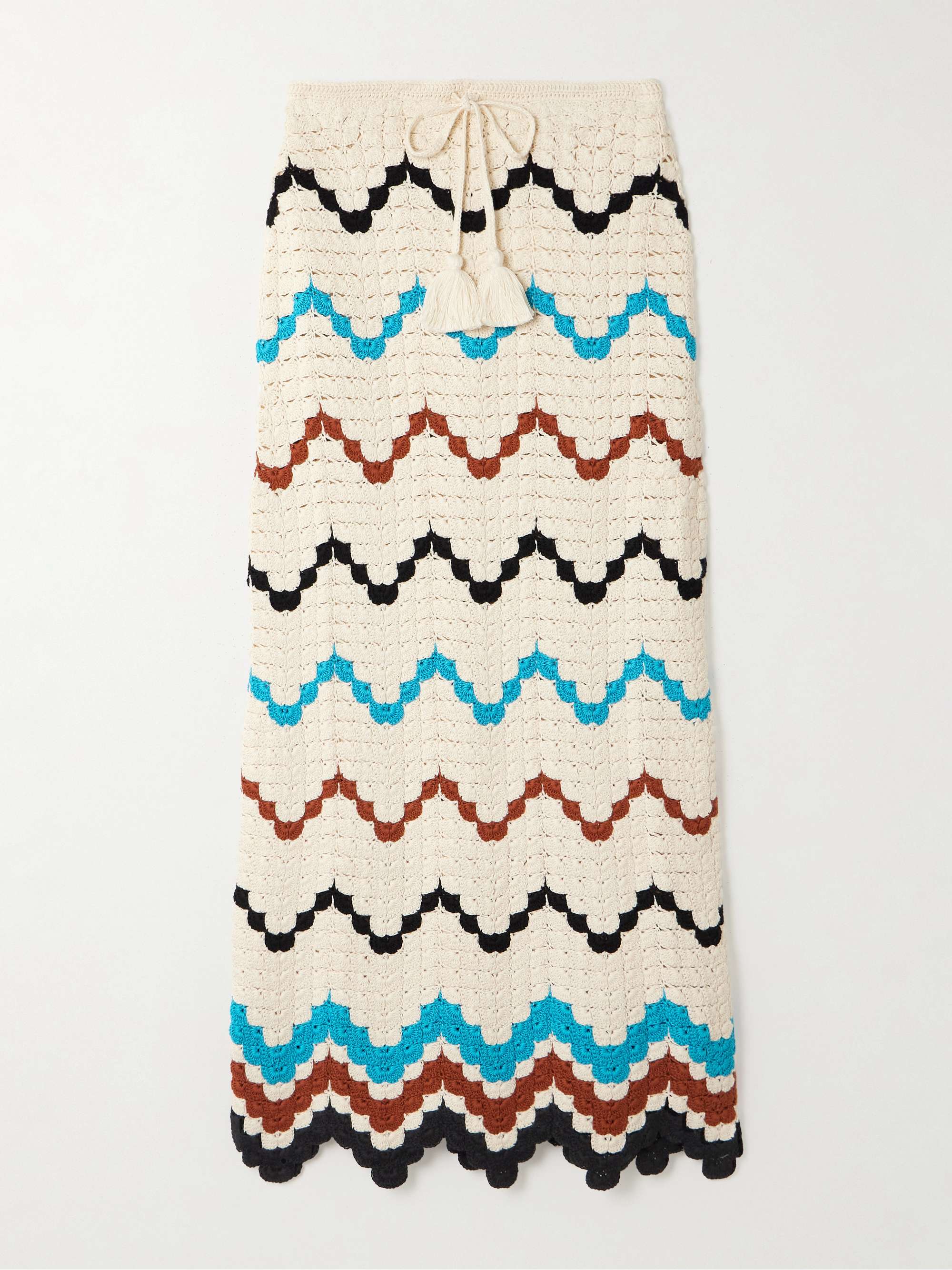 Safi Scalloped Crocheted Cotton Midi Skirt