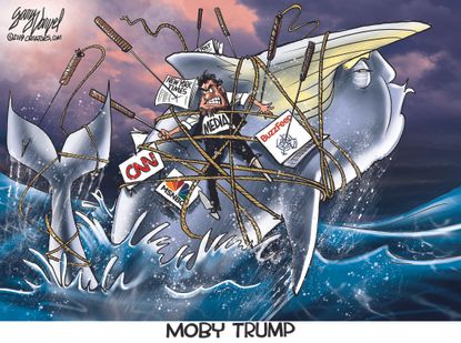 Political Cartoon U.S. Moby Dick Trump CNN MSNBC Buzzfeed