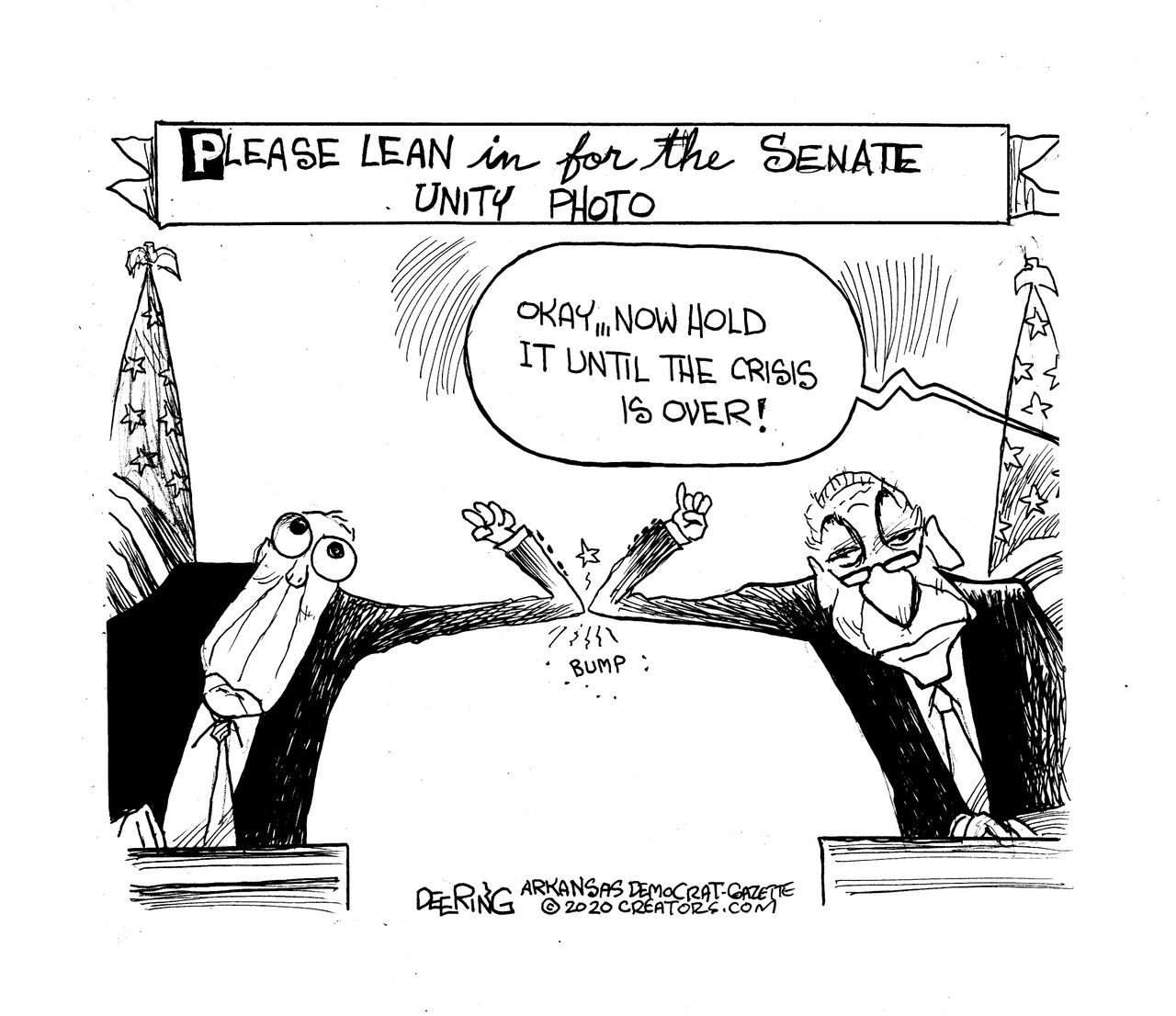 Political Carton U.S. McConnell Schumer work together Senate coronavirus stimulus bill passes