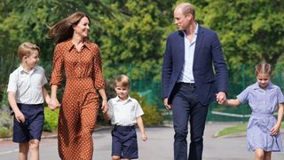 Prince George, Princess Charlotte and Prince Louis with the Prince and Princess of Wales at Lambrook School