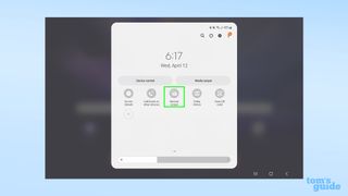 Screenshot showing the Second Screen button in the Quick Settings menu of the Galaxy Tab S7 FE