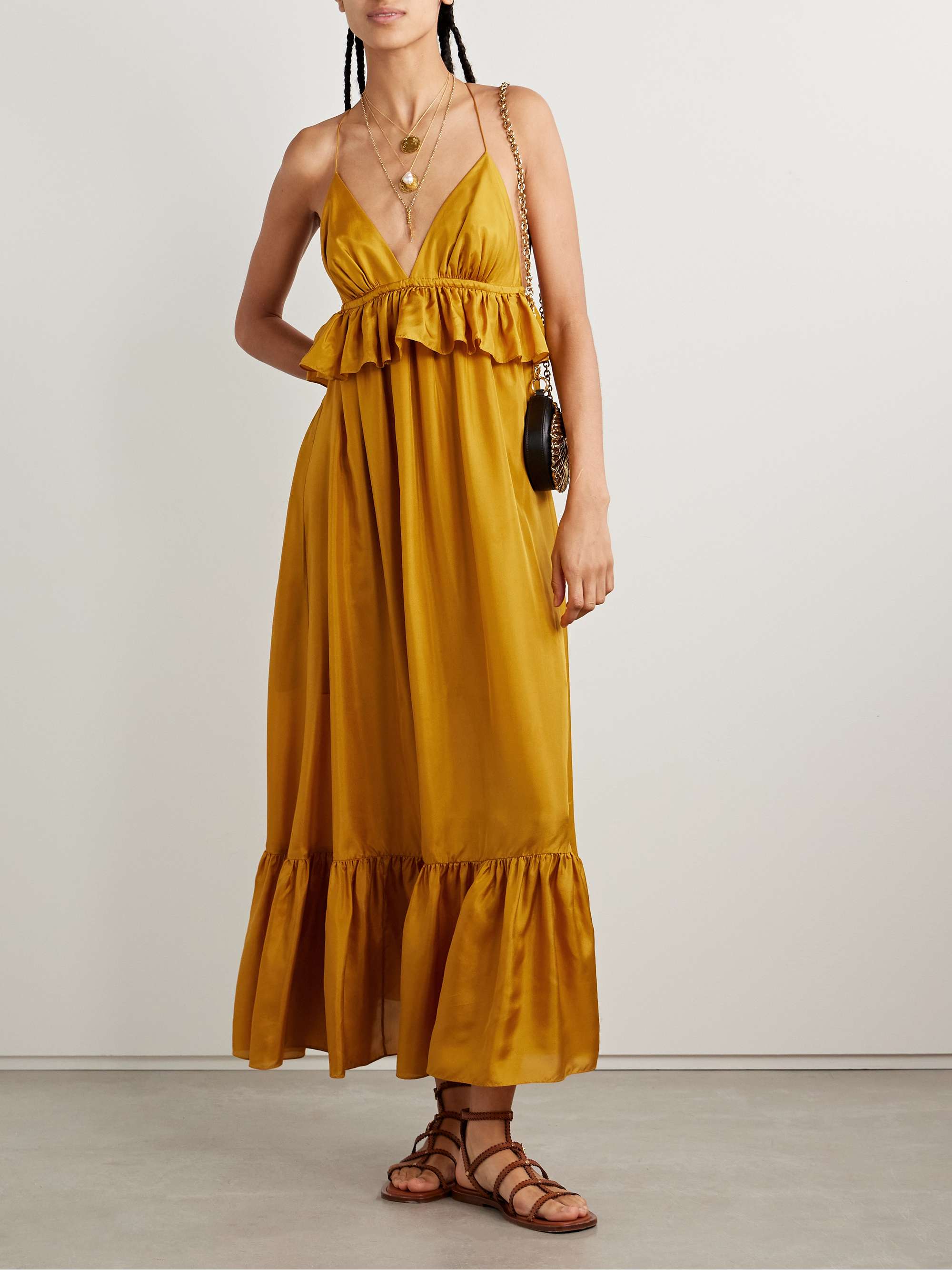 Rhiannon Ruffled Silk Maxi Dress