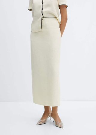 Linen Skirt With Slit 