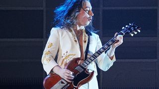 Jake Kiszka of Greta Van Fleet performs onstage as Metallica Presents: The Helping Hands Concert (Paramount+) at Microsoft Theater on December 16, 2022 in Los Angeles, California