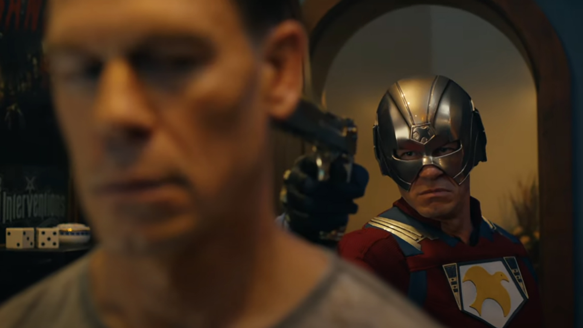 Peacemaker confronting his doppelganger