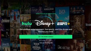 The Hulu bundle details on a background of various film and TV press images. 