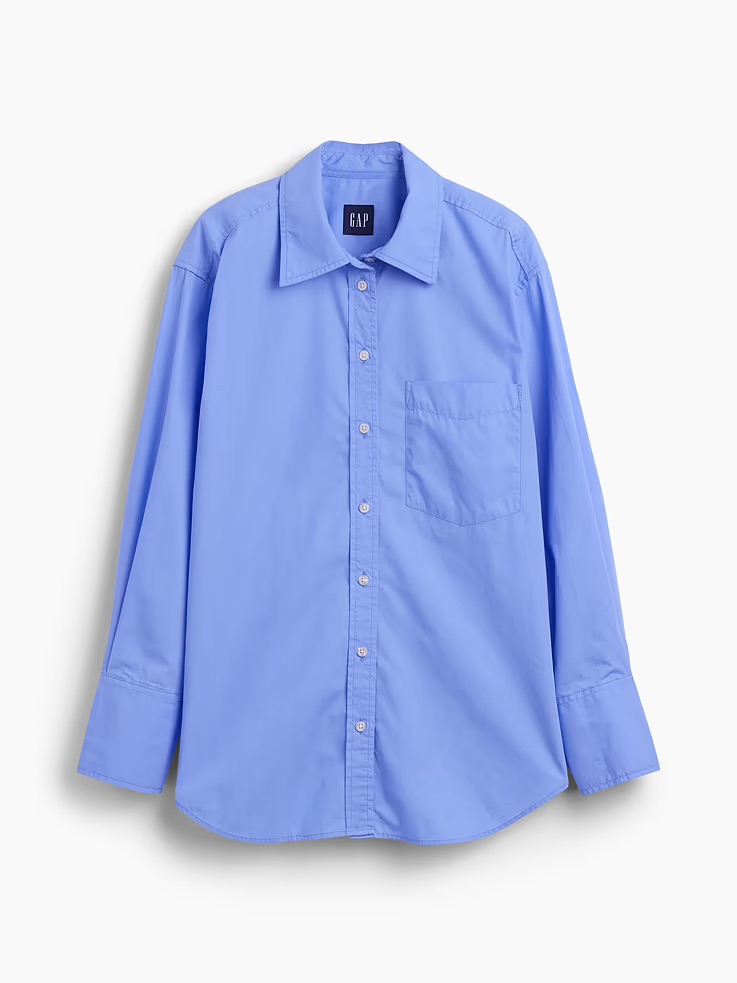 blue button up shirt