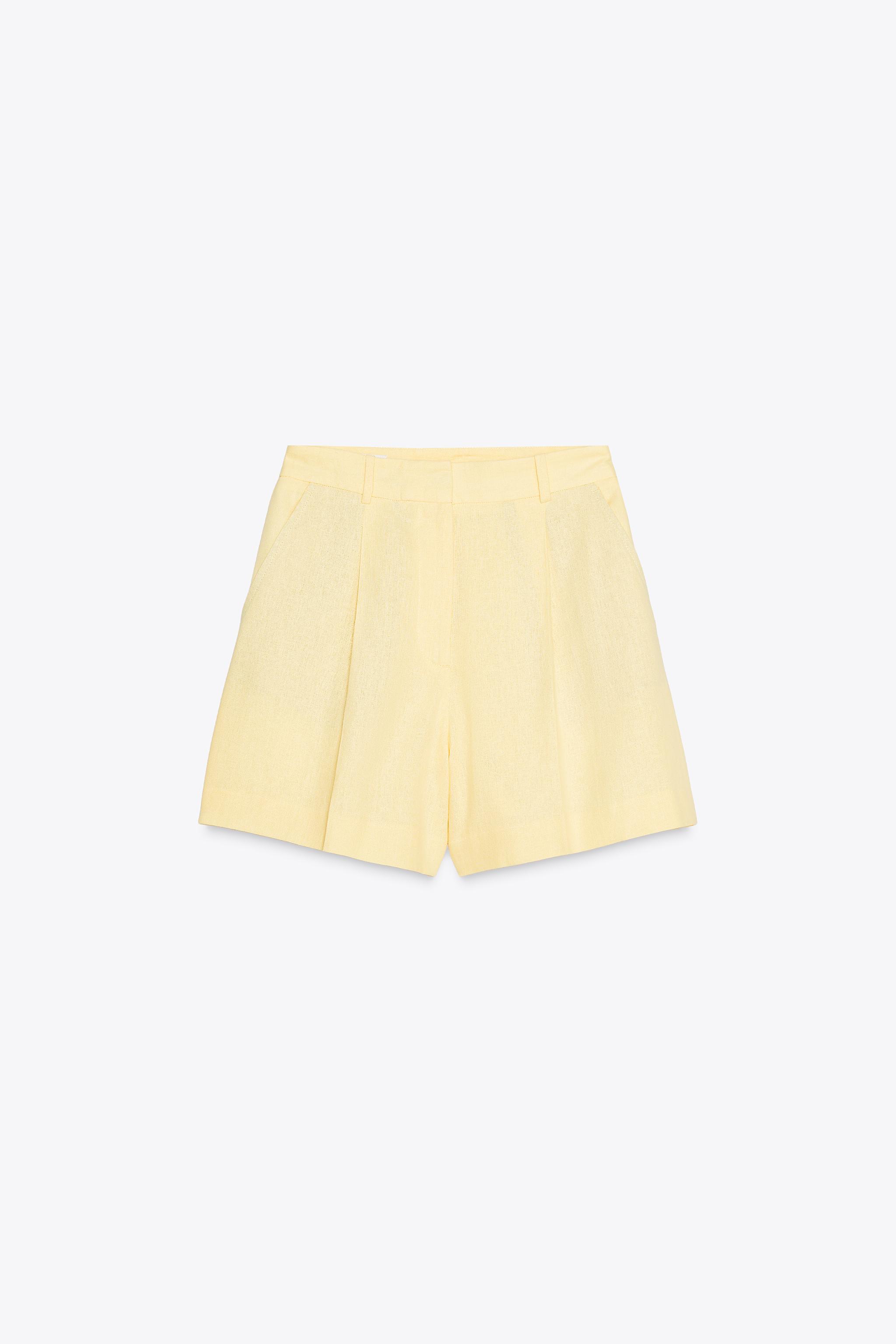 High-waisted linen shorts