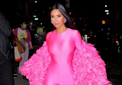 Kim Kardashian arrives at SNL afterparty on October 10, 2021 in New York City.