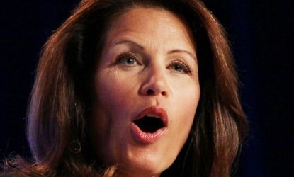 Tea Partier Michelle Bachmann withdrew from the race for a Republican chair position and gave her "enthusiastic support" to opponent Jeb Hensarling.