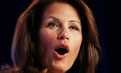 Tea Partier Michelle Bachmann withdrew from the race for a Republican chair position and gave her &amp;quot;enthusiastic support&amp;quot; to opponent Jeb Hensarling.