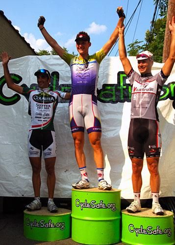 The pro men's podium (l-r): Haedo, Ilesic and Kersten.