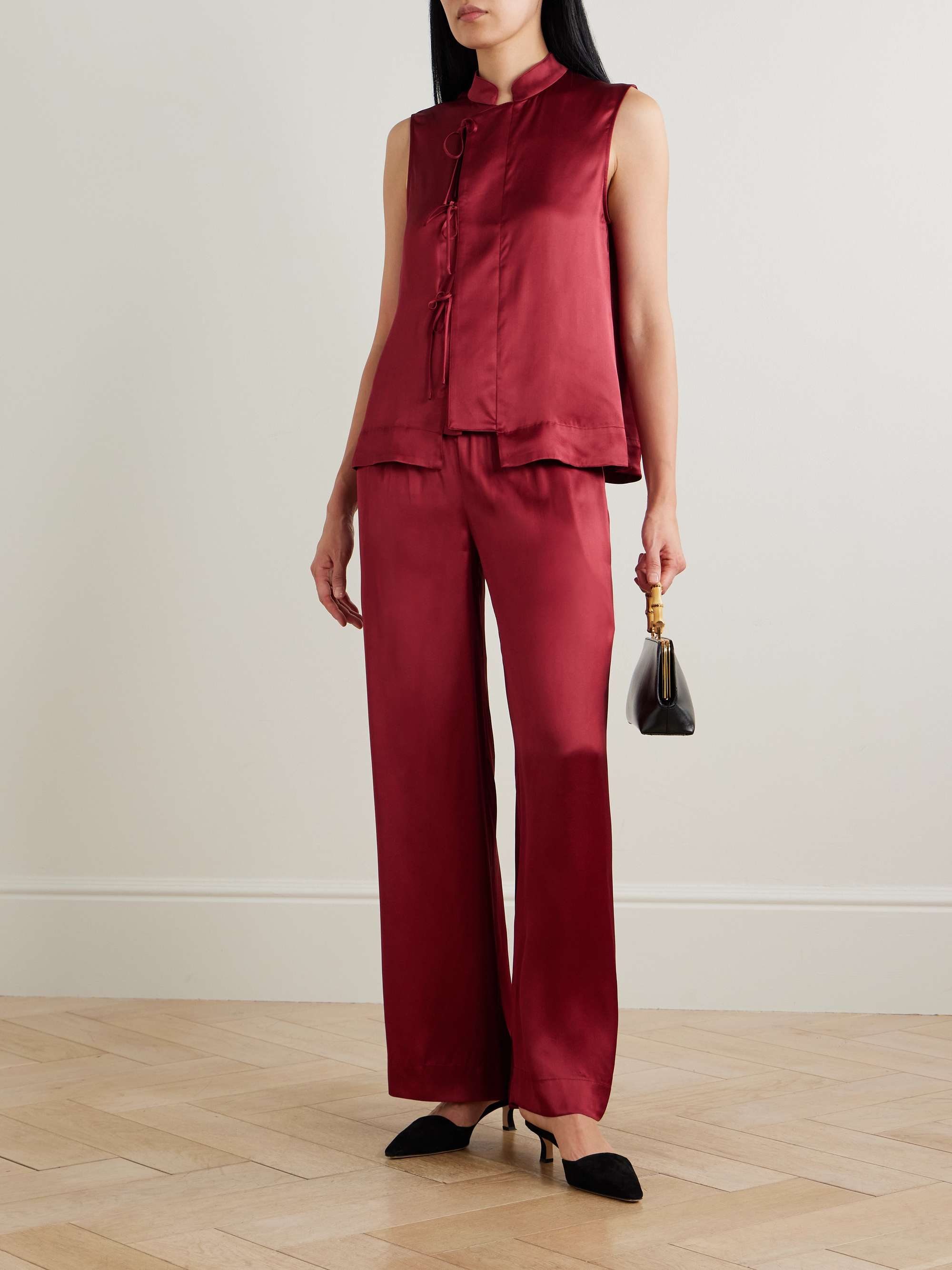 Palazzo Satin Wide-Leg Pants