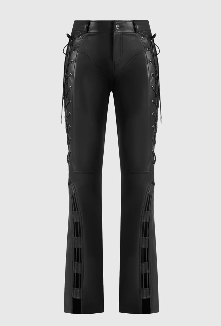 Mani&amp;egrave;re De Voir Ambre Leather Lace Up Flared Trousers | 4