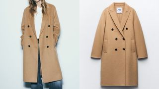 Zara Wool Blend Double Breasted Coat