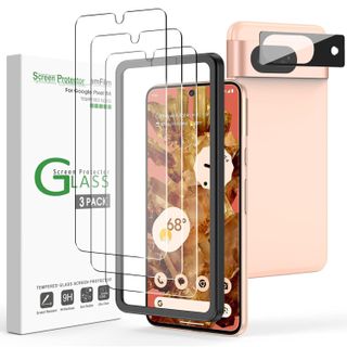 amFilm 3+1 Pack Google Pixel 8A Screen Protector Tempered Glass