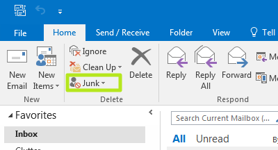 how to block emails on outlook 2016