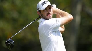 Photo of Patrick Cantlay hitting a driver