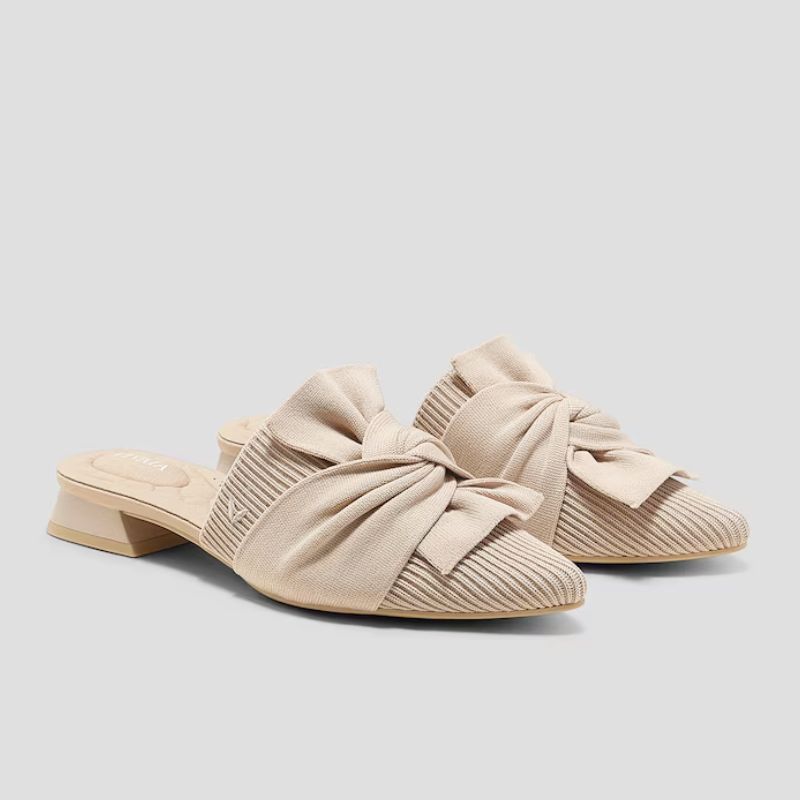 bow tie front mules in off white