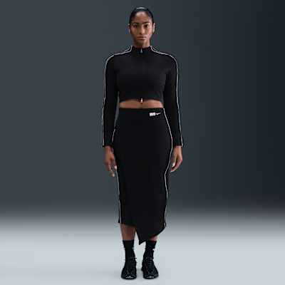 Naomi Osaka Women's High-Waisted Ribbed Maxi Skirt - Black/silt Red/malt/silt Red - Size Xs