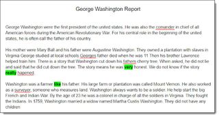 "George Washington Report" sample highlighting screenshot