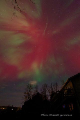 Astrophotographer Tom Dolaskie IV caught the aurora over Munising, Michigan on October 24, 2011.