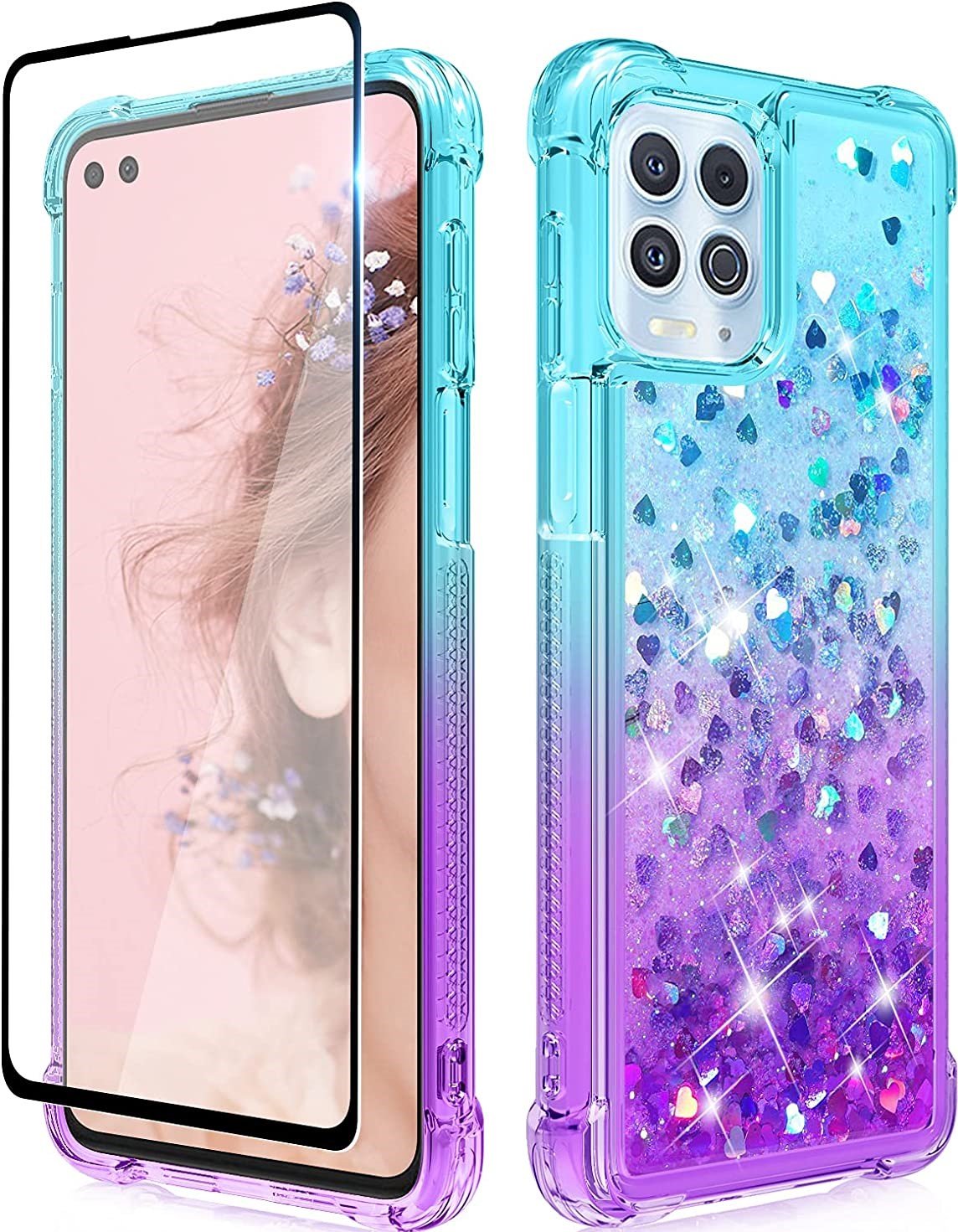 Dzxouui Moving Quicksand Cute Glitter Case for Moto G100
