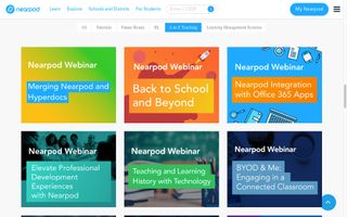 Nearpod screenshot: Webinars