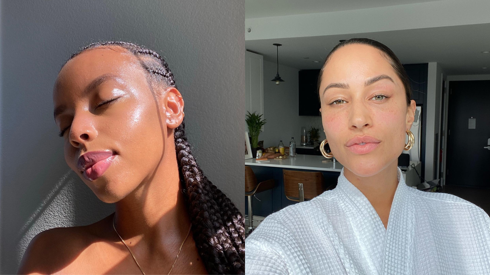 Collage of creators @aysha.sow and @misstpw with glowing skin.