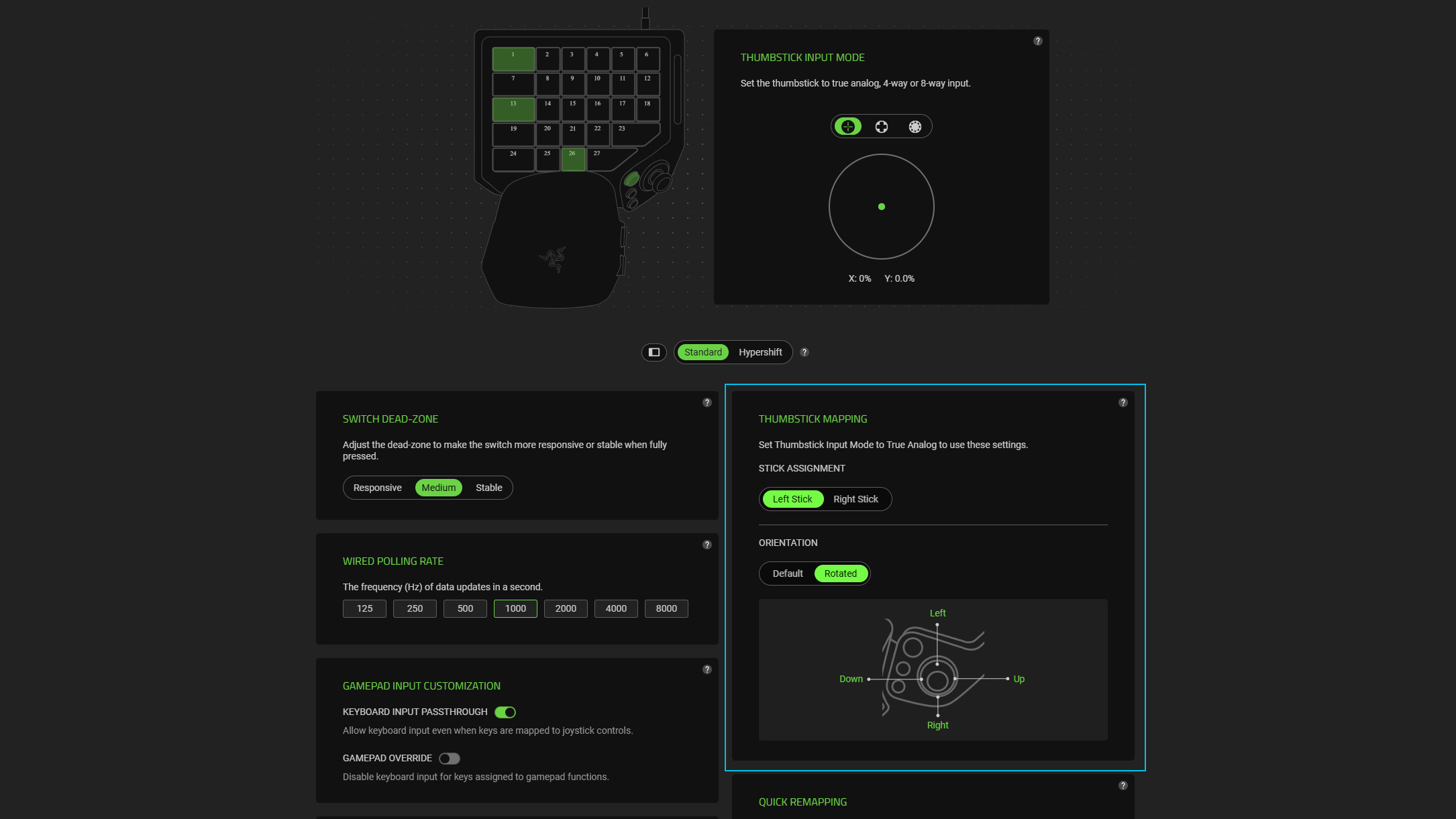 Razer Synapse app updated with thumbstick orientation and assignment options for the Tartarus V2 Pro keypad