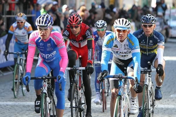 Alessandro Ballan rolls in with the group - with an eye on the Tour of Flanders, perhaps?