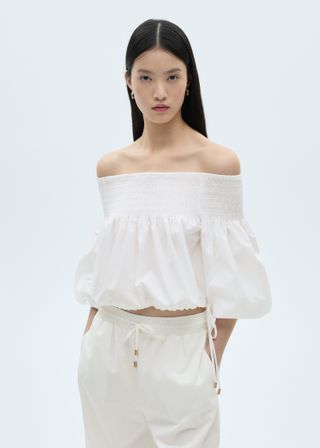 Gathered Off-The-Shoulder Blouse - Women | Mango United Kingdom