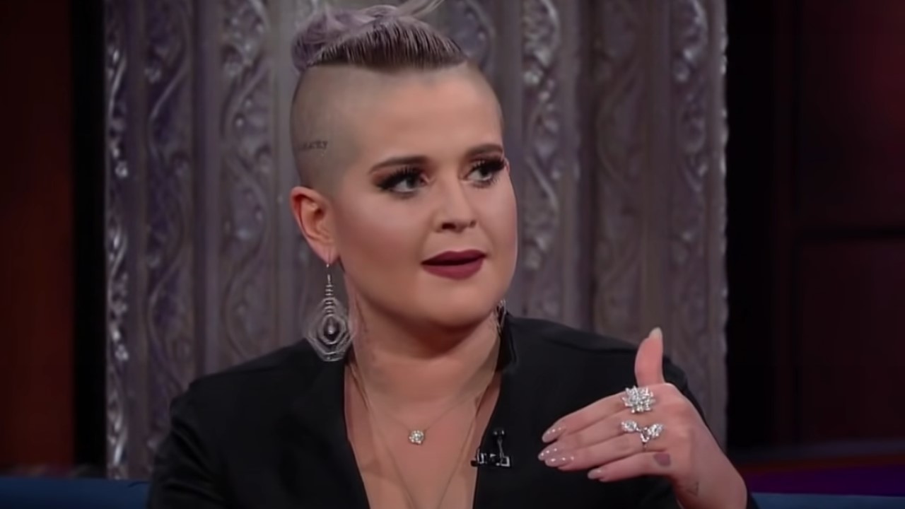 Kelly Osbourne on The Late Show with Stephen Colbert.