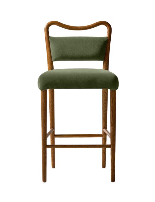 Monte Oak And Sage Green Velvet Counter Stool
