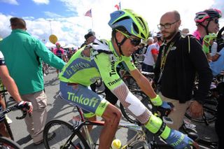 Alberto Contador finishes stage 1 heavily bandaged after his fall