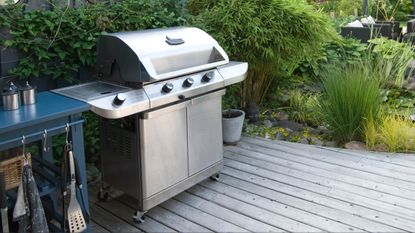 Outdoor grill in backyard