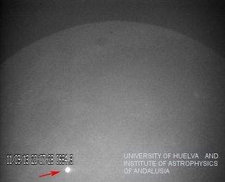 The impact of a large meteorite on the lunar surface on Sept. 11, 2013, resulted in a bright flash, observed by scientists at the MIDAS observatory in Spain.