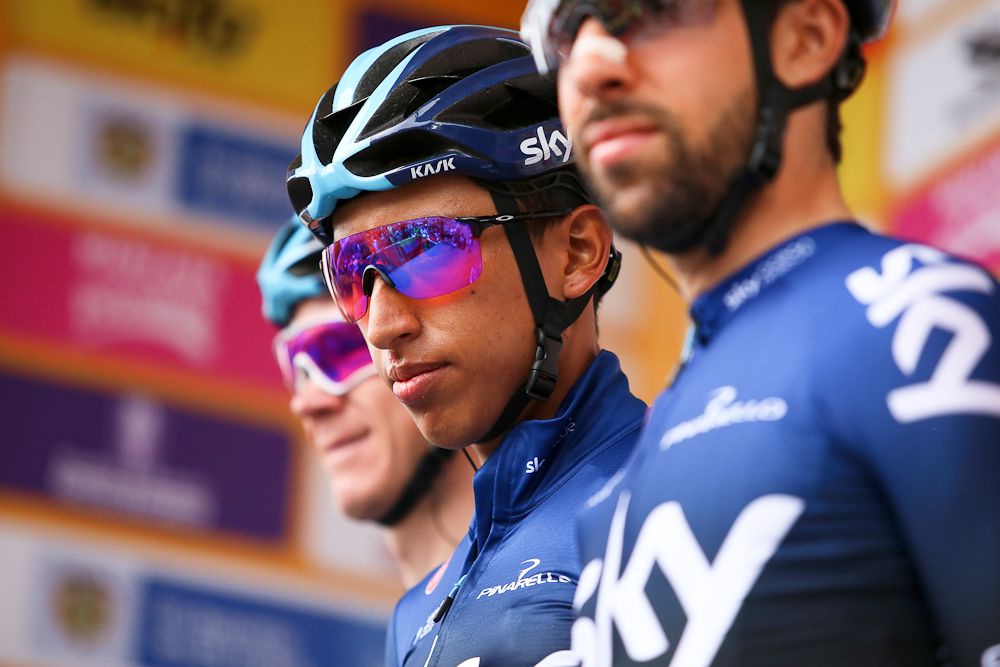 Egan Bernal in the Team Sky line up at the 2019 Tour Colombia