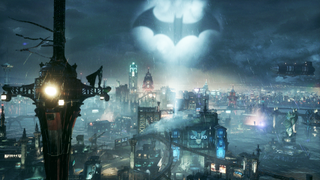 Batman looming over Gotham