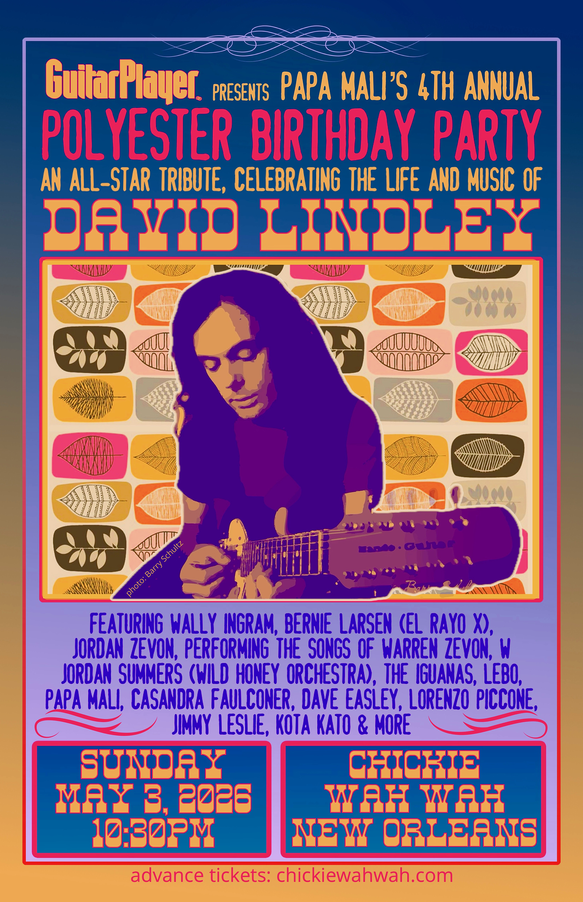 Poster for the 2026 Guitar Player Presents all-star tribute to David Lindley