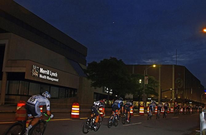 The men start under a beautiful Binghamton sunset