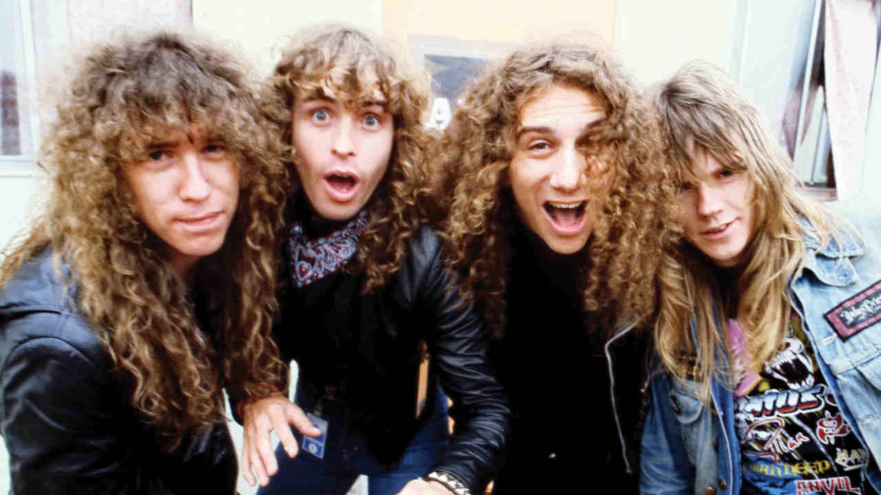 Anvil posing for a photograph in 1982